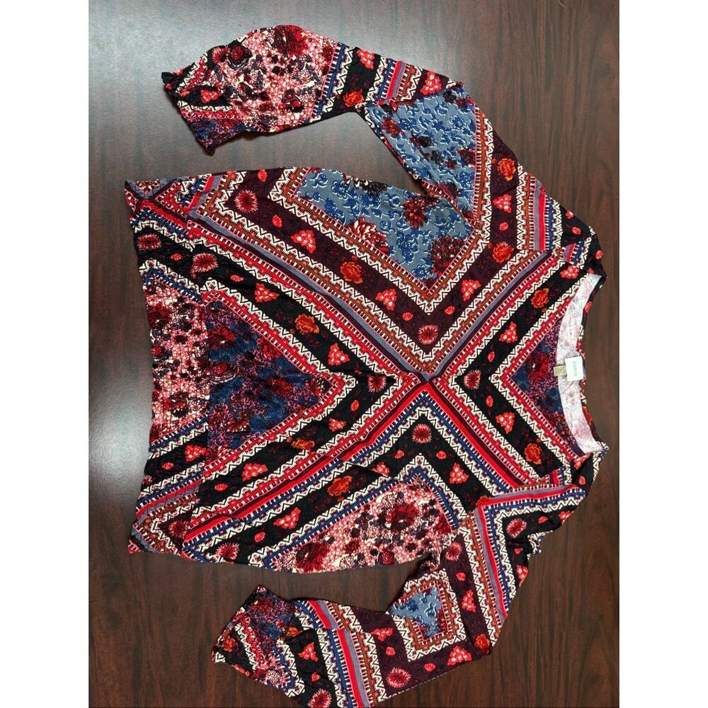 Cupio Banded Bottom and Sleeve Long Sleeve Blouse Size X-Large